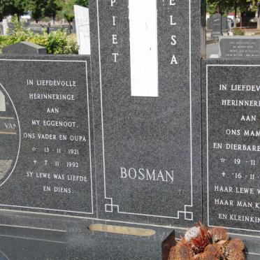 BOSMAN Piet 1921-1992 &amp; Elsa 1921-2004