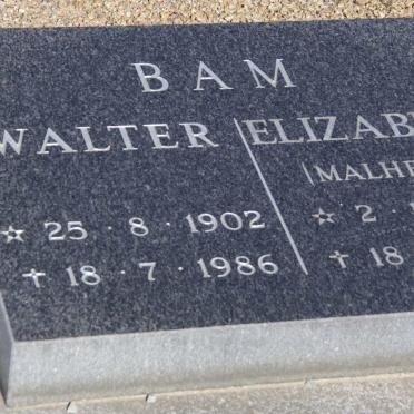 BAM Walter 1902-1986 &amp; Elizabeth MALHERBE 1905-1988