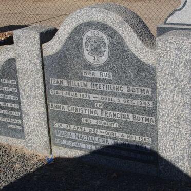 BOTMA Izak Willem Neethling 1870-1943 &amp; Anna Christina Francina JOUBERT 1886-1963 : NEL Maria Magdalena nee BOTMA 1907-1982