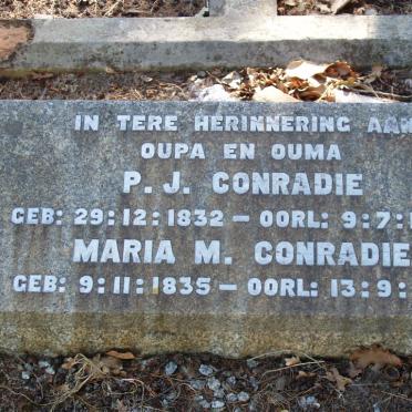 CONRADIE P.J. 1832-1910 &amp; Maria M. 1835-1911