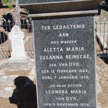 REINECKE Aletta Maria Susanna nee van DYK 1862-1936 :: VAN DYK Leonora Maria 1874-1925