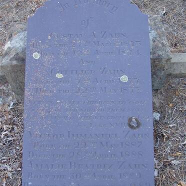 ZAHN Gustav A. 1873-1874 :: ZAHN Gottlieb 1877-1877 :: ZAHN Victor Immanuel 1877-1888 :: ZAHN Beatrix 1889-1889