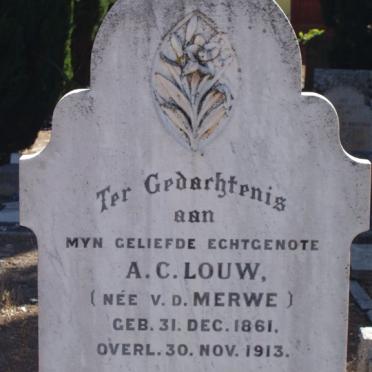 LOUW A.C. nee V.D. MERWE 1861-1913