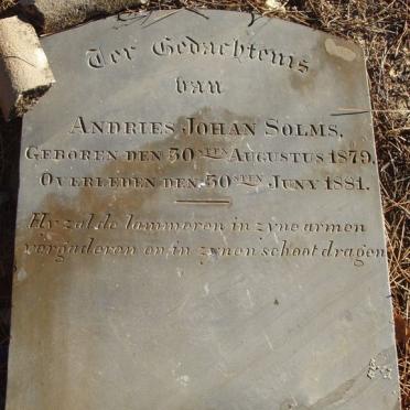 SOLMS Andries Johan 1879-1881