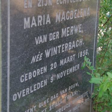 MERWE Maria Magdelena, van der nee WINTERBACH 1856-1934