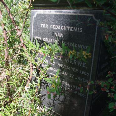 MERWE Carel Johannes Petrus, v.d. -1909