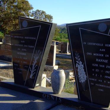 GENIS Hendrik 1929-1983 &amp; Hannie VAN ZYL 1927-1996