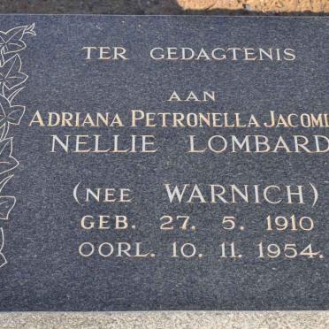 LOMBARD Adriana Petronella Jacomina nee WARNICH 1910-1954