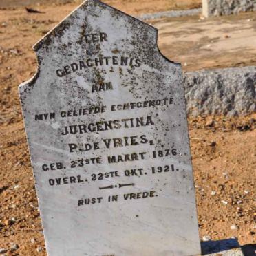 VRIES Jurgenstina P., de 1876-1921