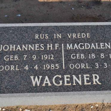 WAGENER Johannes H.F. 1912-1985 &amp; Magdalena M. 1922-1996