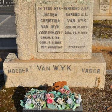 WYK Barend J.L., van 1878-1956 &amp; Christina VAN ZYL 1881-19?6 :: LE ROUX Daleen 1913-1982