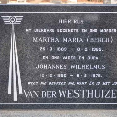 WESTHUIZEN Johannes Wilhelmus, van der 1890-1976 &amp; Martha Maria BERGH 1889-1969