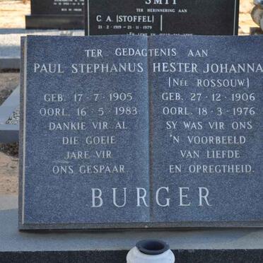 BURGER Paul Stephanus 1905-1983 &amp; Hester Johanna ROSSOUW 1906-1976