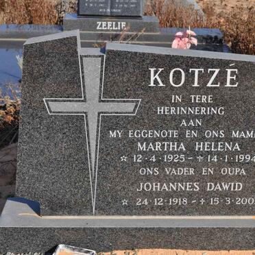 KOTZE Johannes Dawid 1918-2001 &amp; Martha Helena 1925-1994