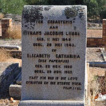 LUBBE Frans Jacobus 1849-1943 &amp; Elizabeth Catharina PAPENFUS 1850-1923