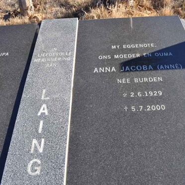 LAING Anna Jacoba nee BURDEN 1929-2000