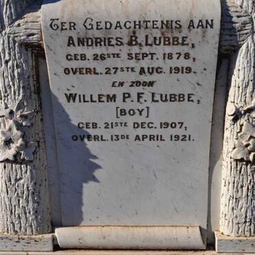 LUBBE Andries B. 1878-1919 :: LUBBE Willem P.F. 1907-1921