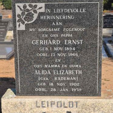 LEIPOLDT Gerhard Ernst 1894-1966 &amp; Alida Elizabeth RADEMAN 1902-1979