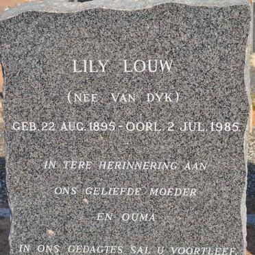 LOUW Lily nee VAN DYK 1895-1985