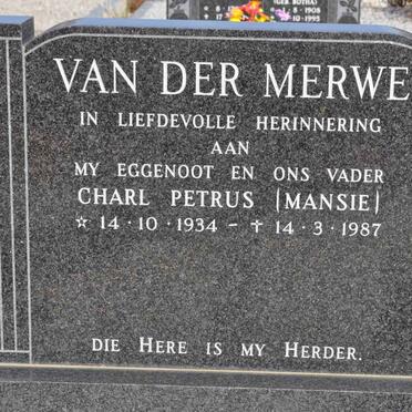 MERWE Charl Petrus, van der 1934-1987