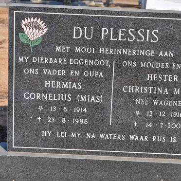 PLESSIS Hermias Cornelius, du 1914-1988 &amp; Hester Christina Maria WAGENER 1916-2005
