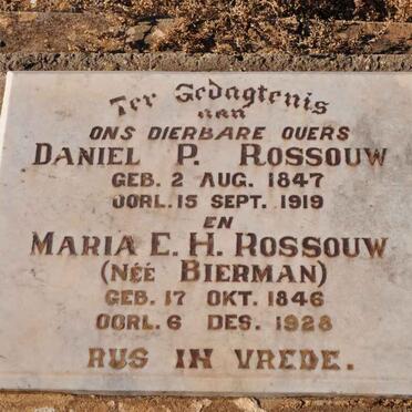 ROSSOUW Daniel P. 1847-1919 &amp; Maria E.H. BIERMAN 1846-1928