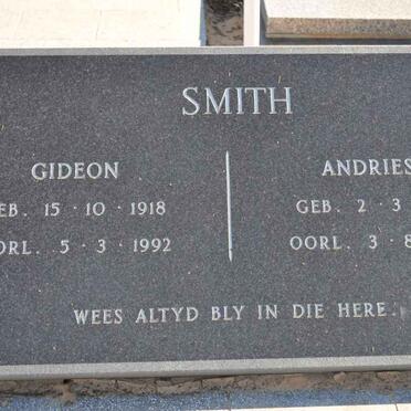 SMITH Gideon 1918-1992 &amp; Andriesa 1922-1991