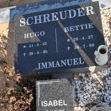 SCHREUDER Hugo 1923-2005 &amp; Bettie 1927-1996 :: SCHREUDER Isabel 1964-2009