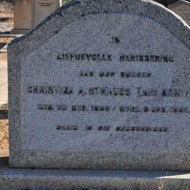 STRAUSS Christina A. nee MARITZ 1869-1962