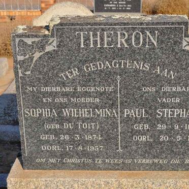 THERON Paul Stephanus 1874-1961 &amp; Sophia Wilhelmina DU TOIT 1874-1957