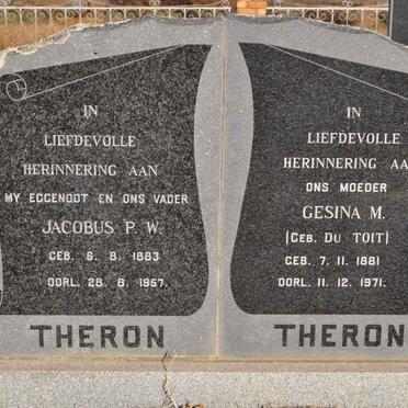 THERON Jacobus P.W. 1883-1957 &amp; Gesina M. DU TOIT 1881-1971