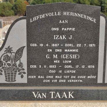 TAAK Izak J., van 1887-1971 &amp; G.M. LOUW 1893-1978