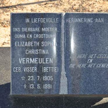 VERMEULEN Elizabeth Sophia Christina nee VISSER 1905-1991