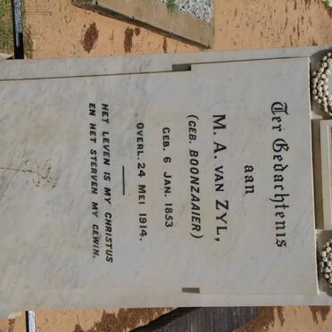 ZYL M.A., van nee BOONZAAIER 1853-1914