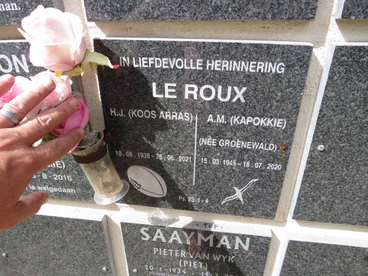 ROUX H.J., le 1938-2021 & A.M. GROENEWALD 1945-2020