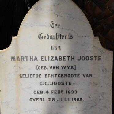 JOOSTE Martha Elizabeth nee VAN WYK 1833-1889