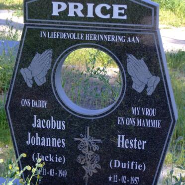 PRICE Jacobus Johannes 1949- &amp; Hester 1957-1995