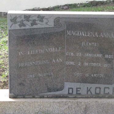 KOCK Magdalena Anna, de 1885-1971