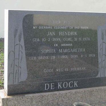 KOCK Jan Hendrik, de 1899-1974 &amp; Sophia Margaretha BRINK 1901-1978