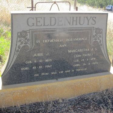 GELDENHUYS Jurie J. 1875-1962 &amp; Margaretha J.S. FAURE 1891-1966