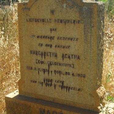 MARÉ Margaretha Agatha nee GELDENHUYS 1924-195?