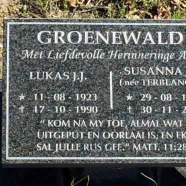 GROENEWALD Lukas J.J. 1923-1990 &amp; Susanna J.C. TERBLANCHE 1923-2004