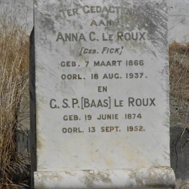 ROUX G.S.P., le 1874-1952 &amp; Anna C. FICK 1866-1937
