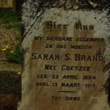 BRAND Sarah S. nee COETZEE 1884-1919