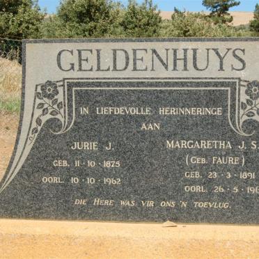 GELDENHUYS Jurie J. 1875-1962 &amp; Margaretha J.S. FAURE 1891-1966