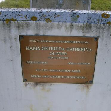 OLIVIER Maria Gertruida Catherina nee DU PLESSIS 1909-1996