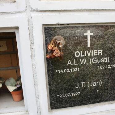 OLIVIER A.L.W. 1931-1998 &amp; J.T. 1927-