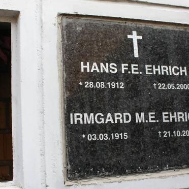 EHRICH Hans F.E. 1912-2000 &amp; Irmgard M.E. 1915-2001