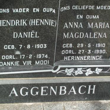 AGGENBACH Hendrik Daniel 1903-1974 &amp; Anna Maria Magdalena 1910-1990