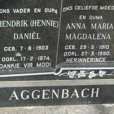 AGGENBACH Hendrik Daniel 1903-1974 &amp; Anna Maria Magdalena 1910-1990